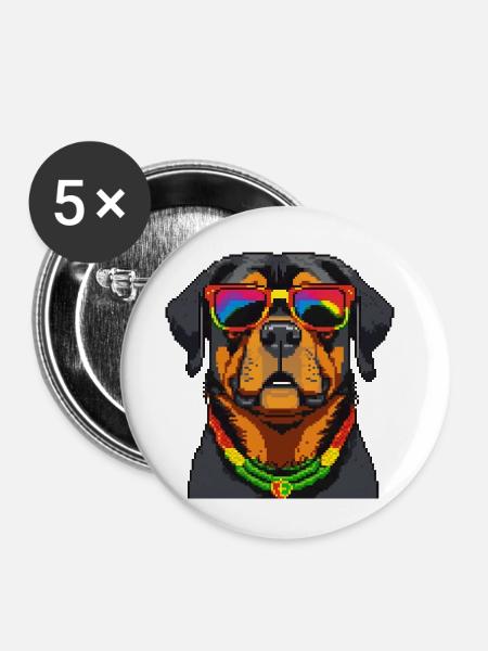 Rastafari Hund - Buttons klein 25 mm (5er Pack) - Weiß