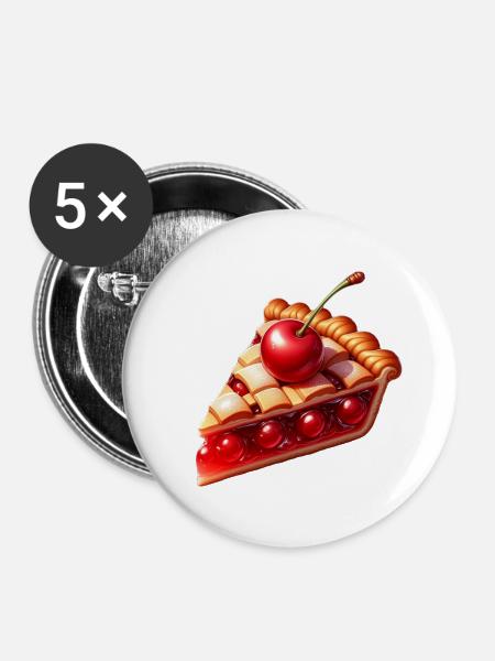 Kirschkuchen - Buttons klein 25 mm (5er Pack) - Weiß