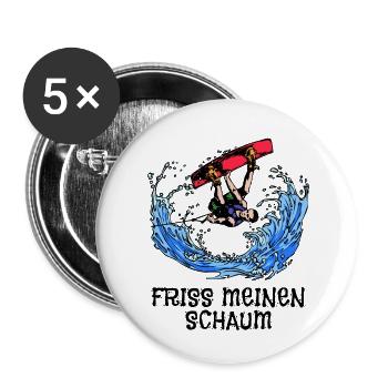 Wakeboard, Planche de surf, Sports nautiques, Cascade, Wakesurf - Lot de 5 petits badges (25 mm) - blanc - Devant
