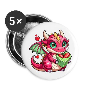 Dragon coloré - Lot de 5 petits badges (25 mm) - blanc - Devant