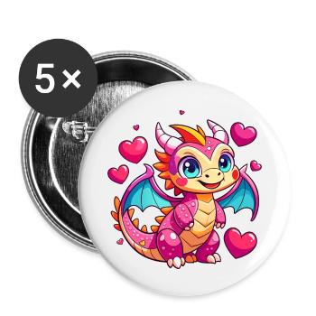 Dragon coloré - Lot de 5 petits badges (25 mm) - blanc - Devant