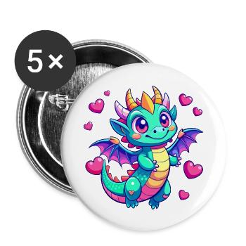 Colorful Dragon - Buttons small 1''/25 mm (5-pack) - white - Front