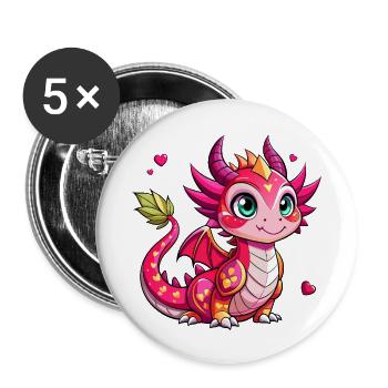 Dragon coloré - Lot de 5 petits badges (25 mm) - blanc - Devant