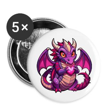 Dragon coloré - Lot de 5 petits badges (25 mm) - blanc - Devant