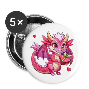 Dragon coloré - Lot de 5 petits badges (25 mm) - blanc - Devant