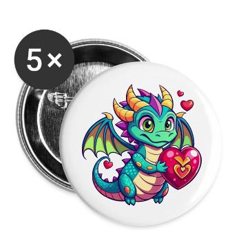 Dragon coloré - Lot de 5 petits badges (25 mm) - blanc - Devant