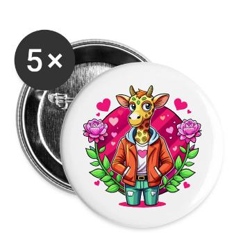 Giraffe Parade: Cool Giraffe - Buttons small 1''/25 mm (5-pack) - white - Front