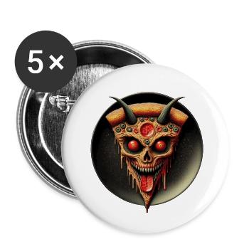 Demon Pizza - Buttons small 1''/25 mm (5-pack) - white - Front