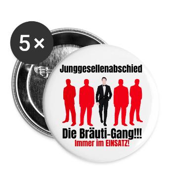 BräutigamJGA - Buttons klein 25 mm (5er Pack) - Weiß - Vorne