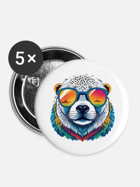 Siegel - Buttons klein 25 mm (5er Pack) - Weiß