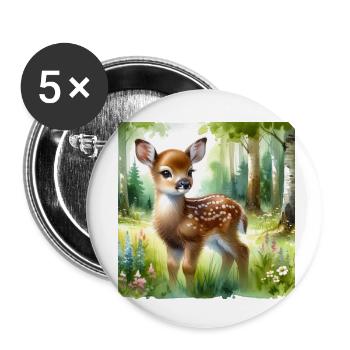 faon doux - Lot de 5 petits badges (25 mm) - blanc - Devant