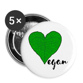 Végétalien - Lot de 5 petits badges (25 mm) - blanc - Devant