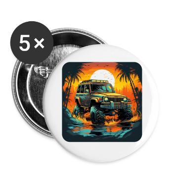 Offroad 4x4 Geländewagen Allrad Outdoor SUV Truck - Buttons klein 25 mm (5er Pack) - Weiß - Vorne