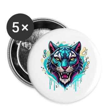Tiger Color Splash - Buttons small 1''/25 mm (5-pack) - white - Front
