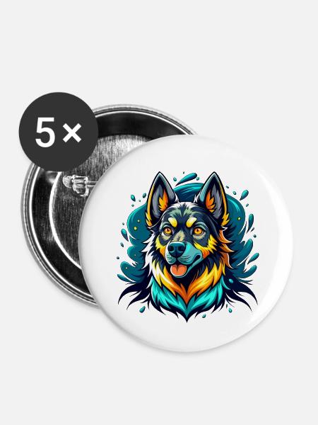 German Shepherd - Buttons klein 25 mm (5er Pack) - Weiß