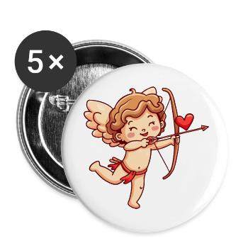 Ange de la Saint-Valentin en amour Cupidon - Lot de 5 petits badges (25 mm) - blanc - Devant