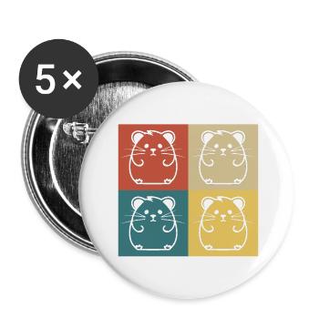 Retro Vintage Hamster - Buttons klein 25 mm (5er Pack) - Weiß - Vorne