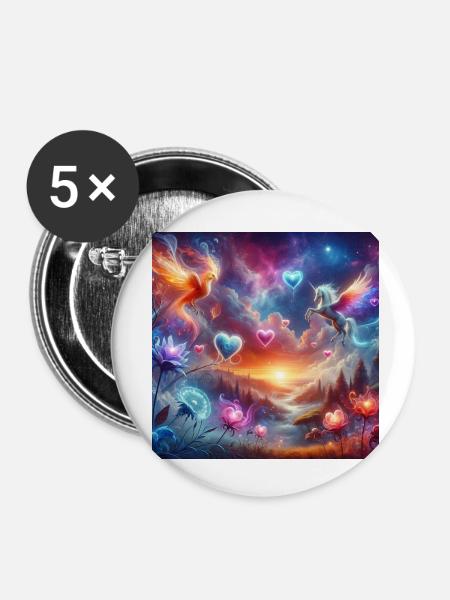 mystical creatures 1 - Buttons klein 25 mm (5er Pack) - Weiß
