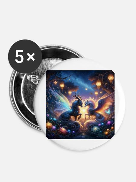 mystical creatures - Buttons klein 25 mm (5er Pack) - Weiß