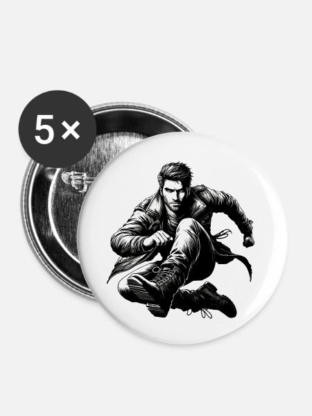 Badass Badboy Mann Männlichkeit - Buttons klein 25 mm (5er Pack) - Weiß