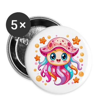 Cute Jellyfish - Buttons small 1''/25 mm (5-pack) - white - Front