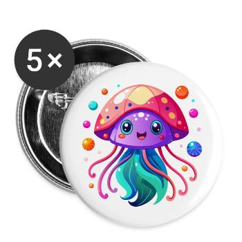 Süße Qualle - Buttons klein 25 mm (5er Pack) - Weiß - Vorne