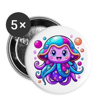 Süße Qualle - Buttons klein 25 mm (5er Pack) - Weiß - Vorne