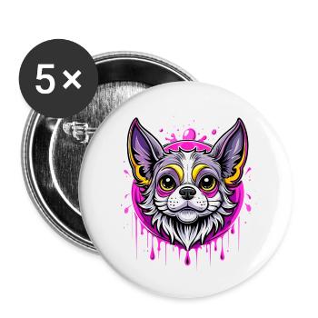 chihuahua purple - Buttons klein 25 mm (5er Pack) - Weiß - Vorne