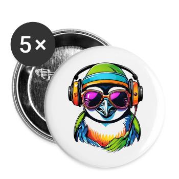 Cooler lustiger Gamer Pinguin - Buttons klein 25 mm (5er Pack) - Weiß - Vorne