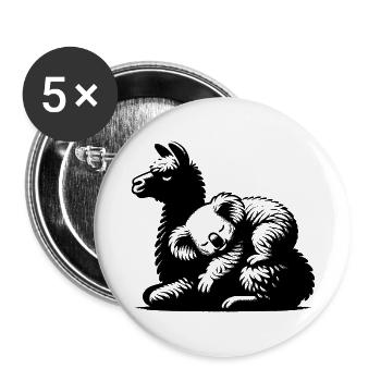 Cute koala on a sleeping llama - Buttons small 1''/25 mm (5-pack) - white - Front
