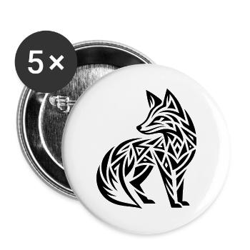 Niedlicher Fuchs im Tribal Tattoo Style - Buttons klein 25 mm (5er Pack) - Weiß - Vorne