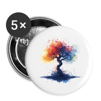 Tree colorful watercolor style - Buttons small 1''/25 mm (5-pack) - white - Front
