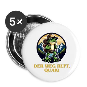 Der Weg ruft Frosch Wanderlust Design - Buttons klein 25 mm (5er Pack) - Weiß - Vorne