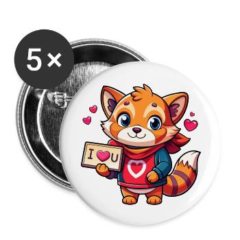 Love message carrying animal - Buttons small 1''/25 mm (5-pack) - white - Front