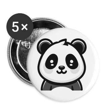 Panda Bear: Cartoon Theme - Buttons small 1''/25 mm (5-pack) - white - Front