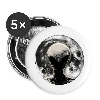 Clair de lune extraterrestre - Lot de 5 petits badges (25 mm) - blanc - Devant