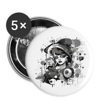 Beautiful female paint art Face colorful woman - Buttons small 1''/25 mm (5-pack) - white - Front