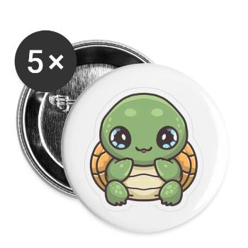 Amoureux des tortues - Lot de 5 petits badges (25 mm) - blanc - Devant