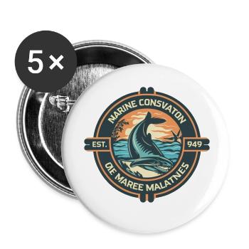 Marine Conservation - Lot de 5 petits badges (25 mm) - blanc - Devant