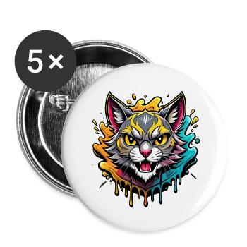 Cat Color Splash - Buttons small 1''/25 mm (5-pack) - white - Front