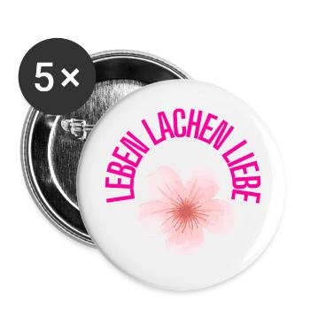 Leben Lachen Liebe - Buttons klein 25 mm (5er Pack) - Weiß - Vorne