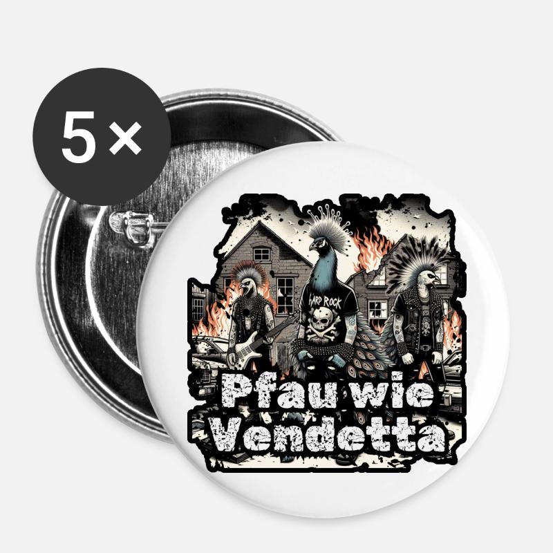 Peacock like Vendetta - Buttons small 1''/25 mm (5-pack) - white