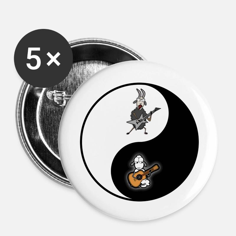 Hard Rock vs Yin Yang Acoustique à l’unisson - Lot de 5 petits badges (25 mm) - blanc