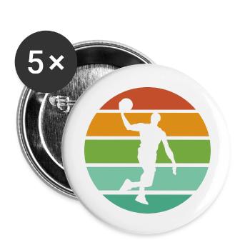 Basketball - Buttons klein 25 mm (5er Pack) - Weiß - Vorne