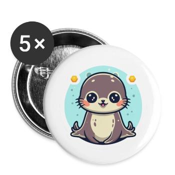 Sea Lion Lover - Buttons small 1''/25 mm (5-pack) - white - Front