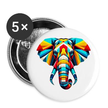 Éléphant Pop Art - Lot de 5 petits badges (25 mm) - blanc - Devant