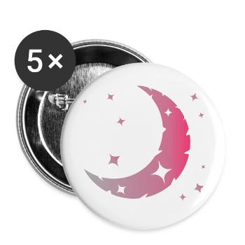 Mond und Sterne - Buttons klein 25 mm (5er Pack) - Weiß - Vorne