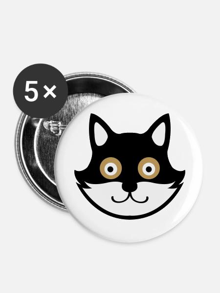cat - Buttons klein 25 mm (5er Pack) - Weiß