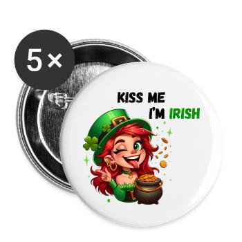 Kiss Me I'm Irish - Buttons small 1''/25 mm (5-pack) - white - Front