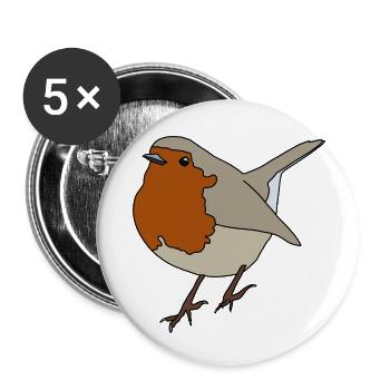 Rouge-gorge - Lot de 5 petits badges (25 mm) - blanc - Devant